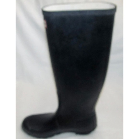 Hunter Black Matte Rubber Tall Rain Boots Rainboots Womens Size 8 Mens Size 7 - Picture 5 of 10